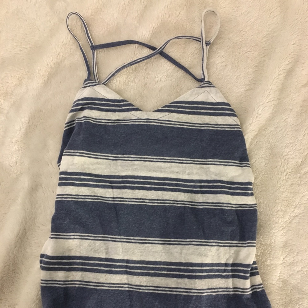Blue and white striped tank top